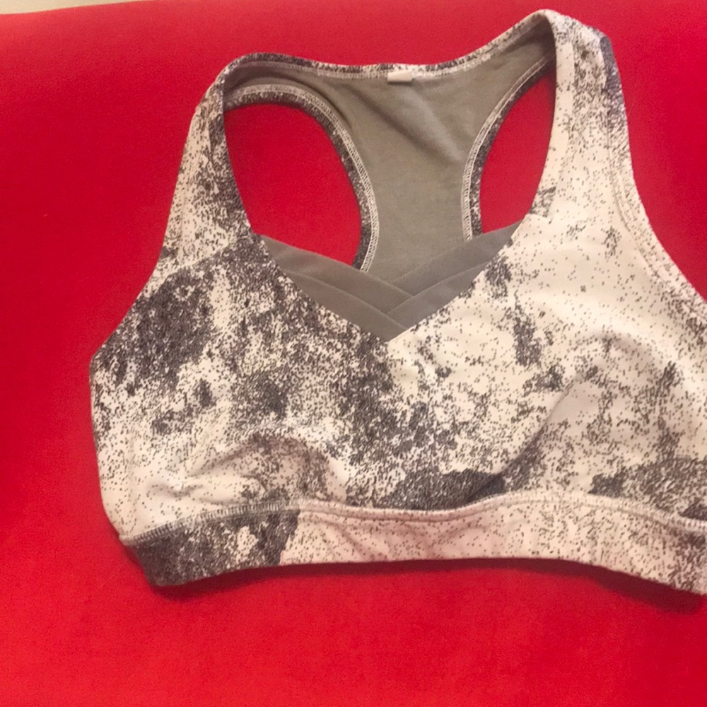 Lucy grey and white Yoga Bra